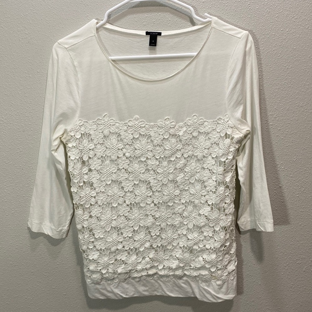 5 for $25 J crew crochet floral lace front‎ top in white
